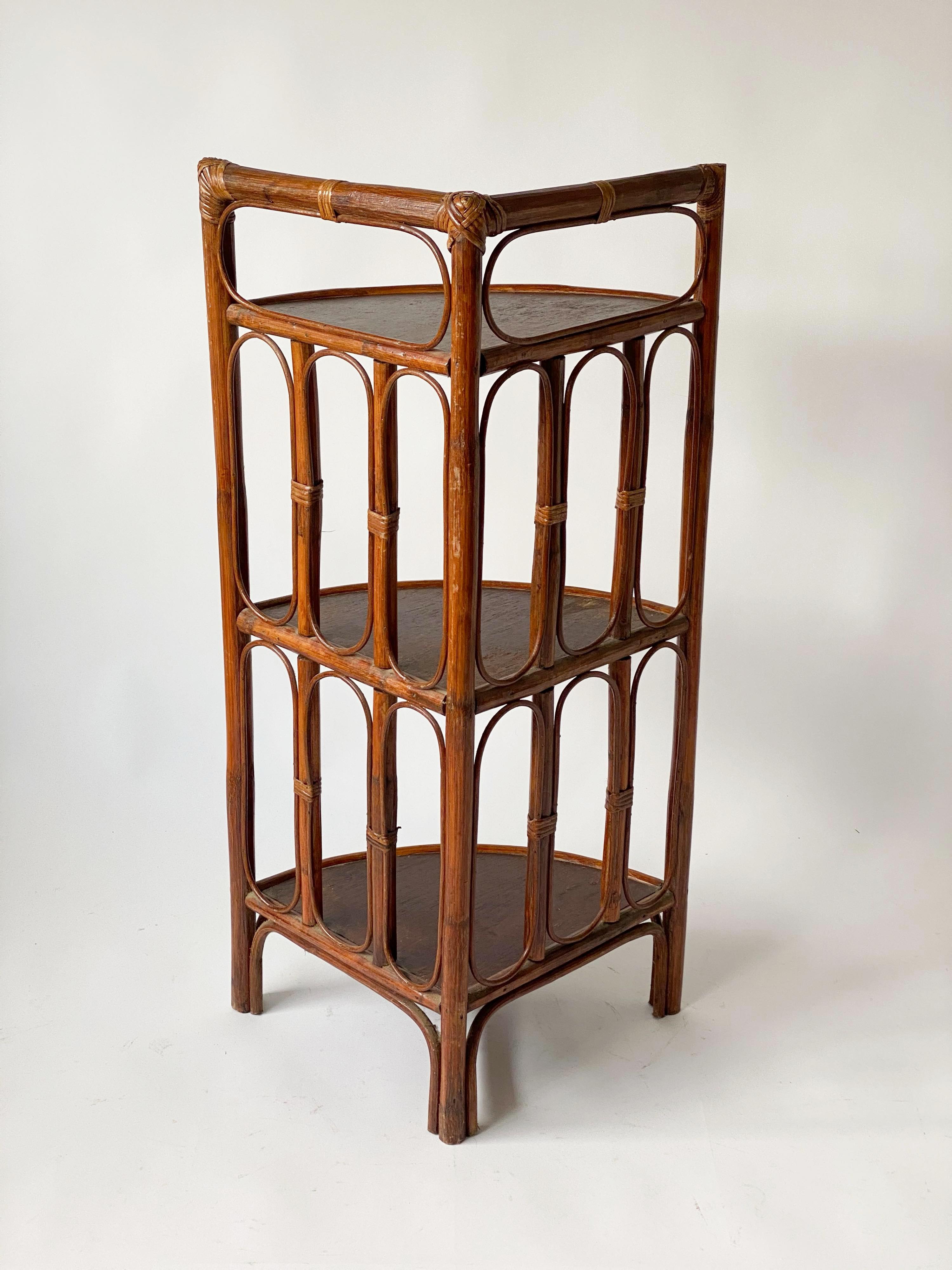 Rattan angle shelves