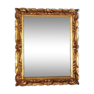 Antique Italian mirror, carved and gilded wood, 36.5x30 cm S980