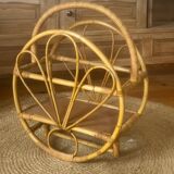 Vintage rattan magazine rack