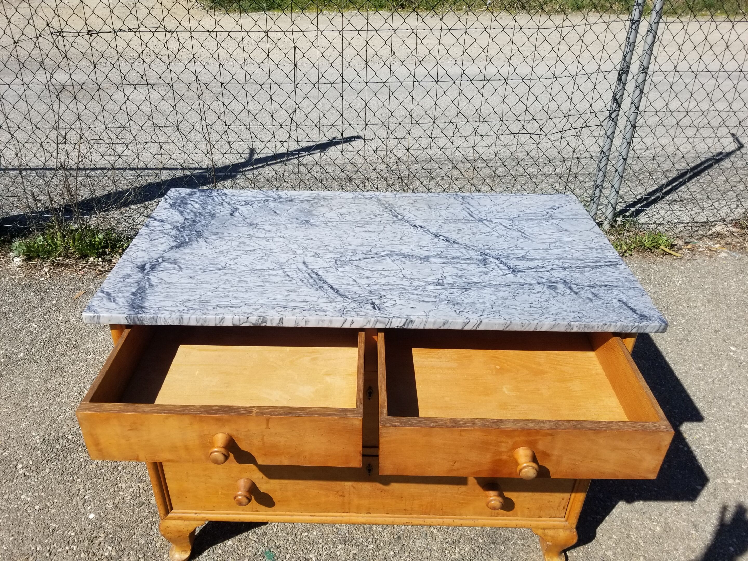 Chippendale English Commodity with Grey Marble Plateau - 50s