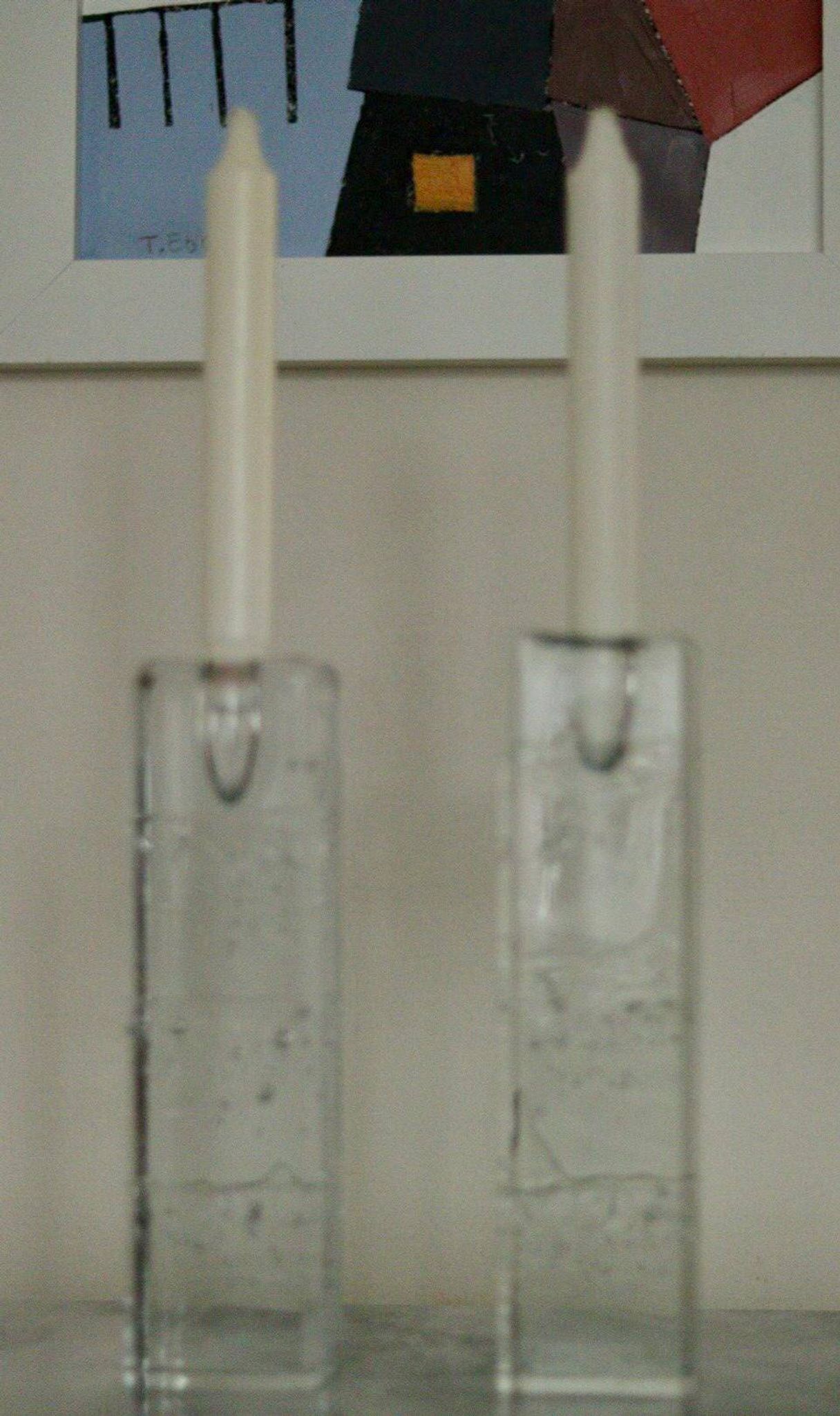 Pair Of Solid Glass Candlesticks "Arkipelago" From ittala Finland
