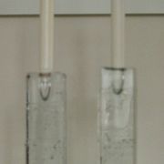 Pair Of Solid Glass Candlesticks "Arkipelago" From ittala Finland