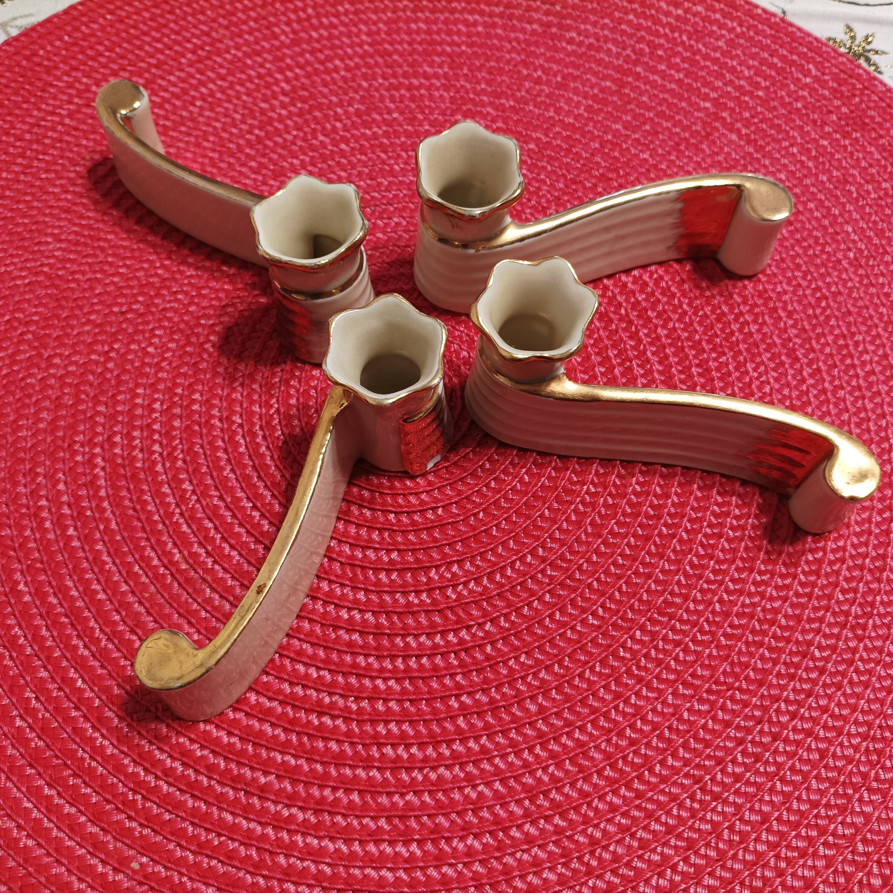 Set of 4 Porcelain Knife Holders from the 50s