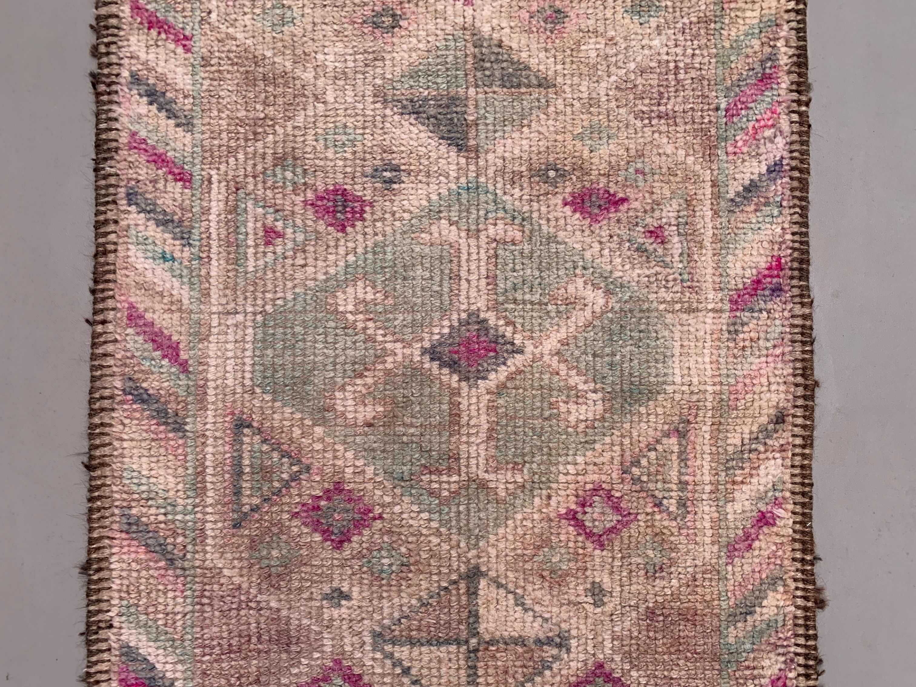 Vintage turkish  tribal runner 390x83 cm veg dye wool rug tribal, handmade