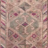 Vintage turkish  tribal runner 390x83 cm veg dye wool rug tribal, handmade