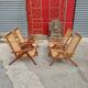 Pair of compass foot armchairs in solid mahogany and cannage 50s