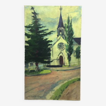 R. Rodrigue - Oil On Canvas “Protestant Church of Vésinet”