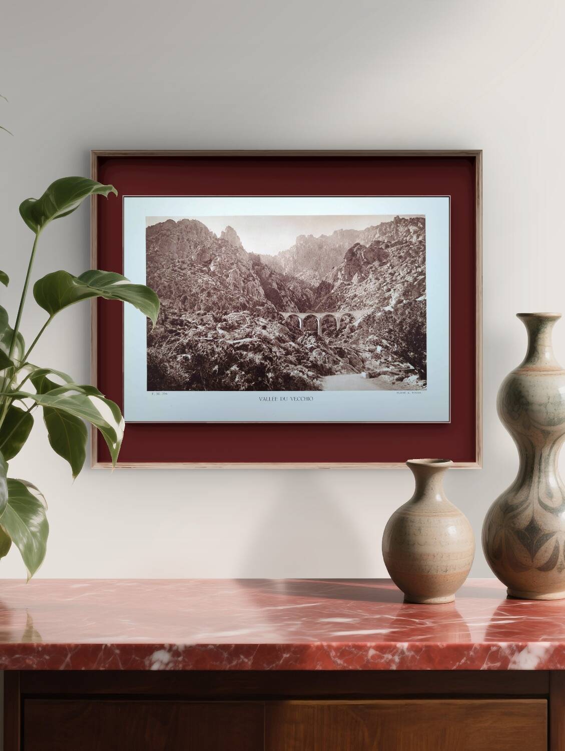 Vecchio Valley, vintage Corsica, photo plate printed in 1935.