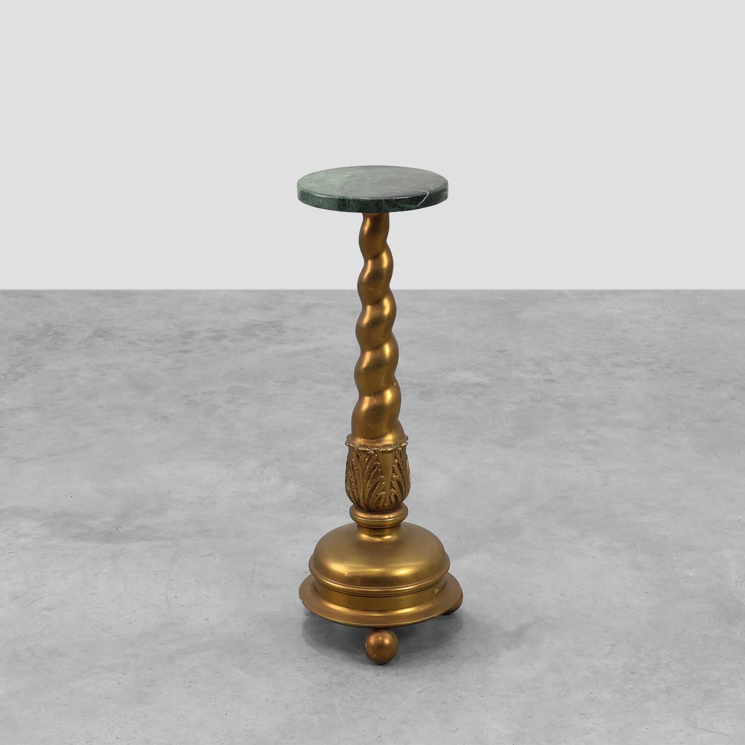 Art Deco side table or pedestal with green marble top and bronze base