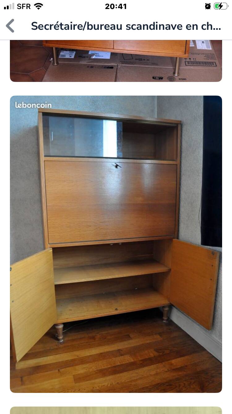 Scandinavian secretary in golden oak