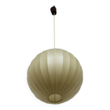 1970s Italian Cocoon Globe Pendant Lamp with teak details