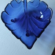 Blue glass fruit bowl