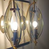 Smoked Glass and Brass Applique / Wall Light by Gino Paroldo