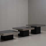 Set of 3 low tables in black mirror Cidue