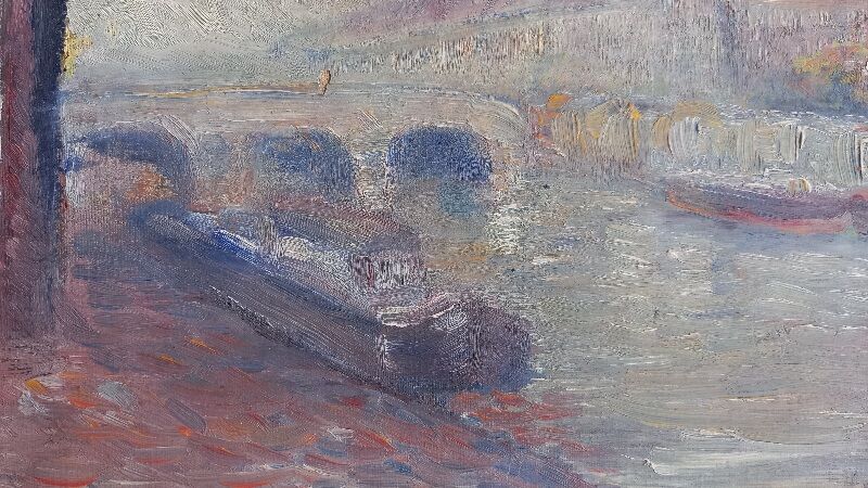 Old painting "edge of the Seine", oil painting