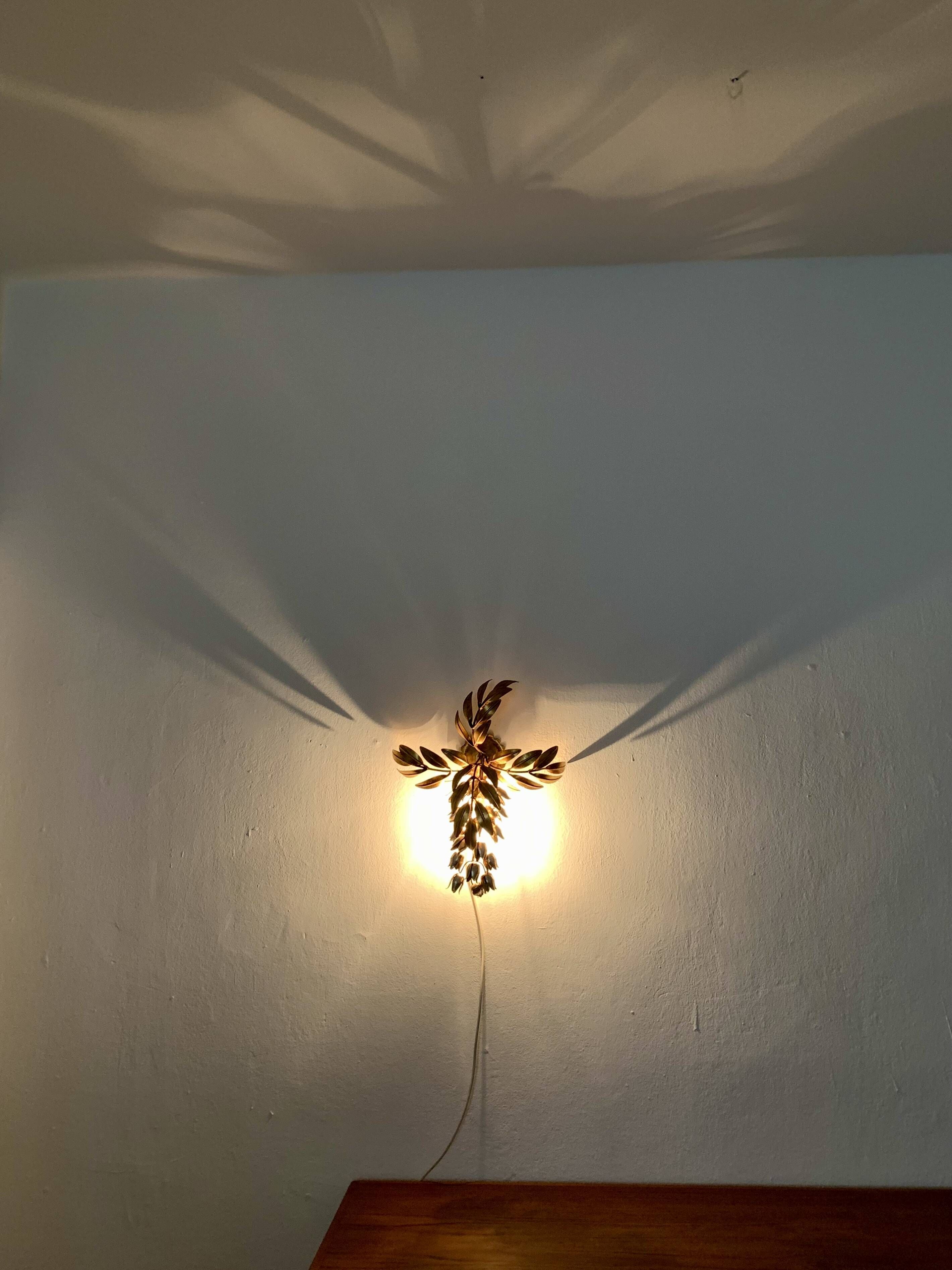 Set of 2 Amazing Italian Hollywood Regency Gilded Wall Lamps by Hans Kögl
