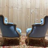 Pair of blue Bergères in Louis XV style