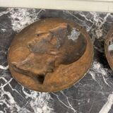 Pair of bronze medallions, Rouget de Lille and J.J. Rousseau