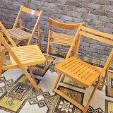 Set de 4 chaises pliantes dépareillées vintage