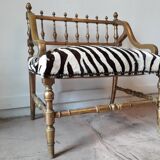 Henry II-style zebra bench and gilded wood