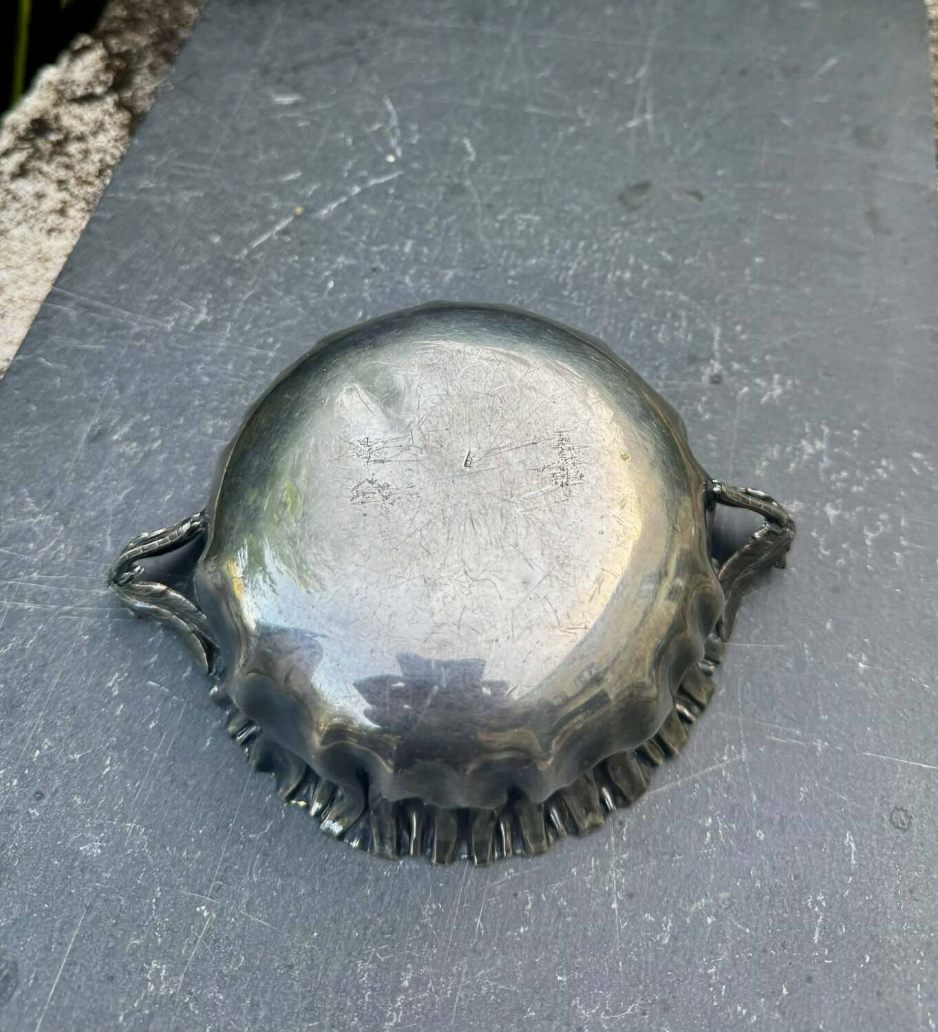 Silver fruit bowl with dragonflies Art Nouveau