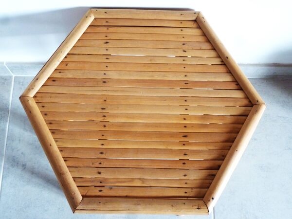 Table d'appoint en bambou, table basse bambou, tabouret bambou.