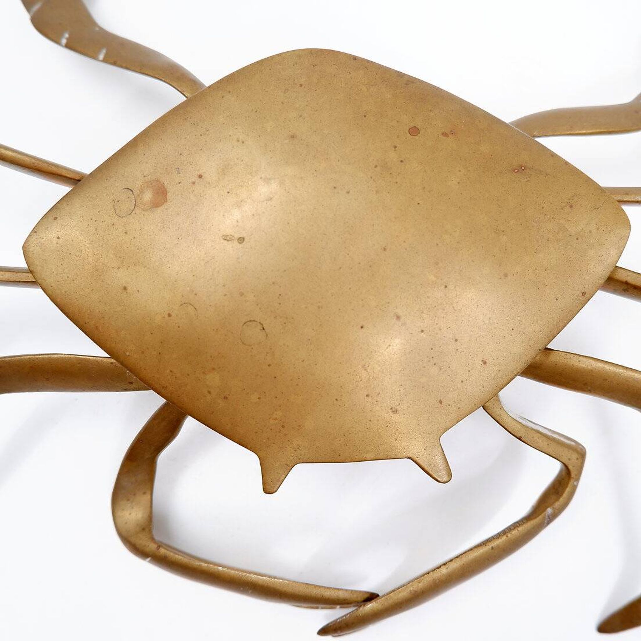 Brass trinket box in the shape of a blue crab, 1960s