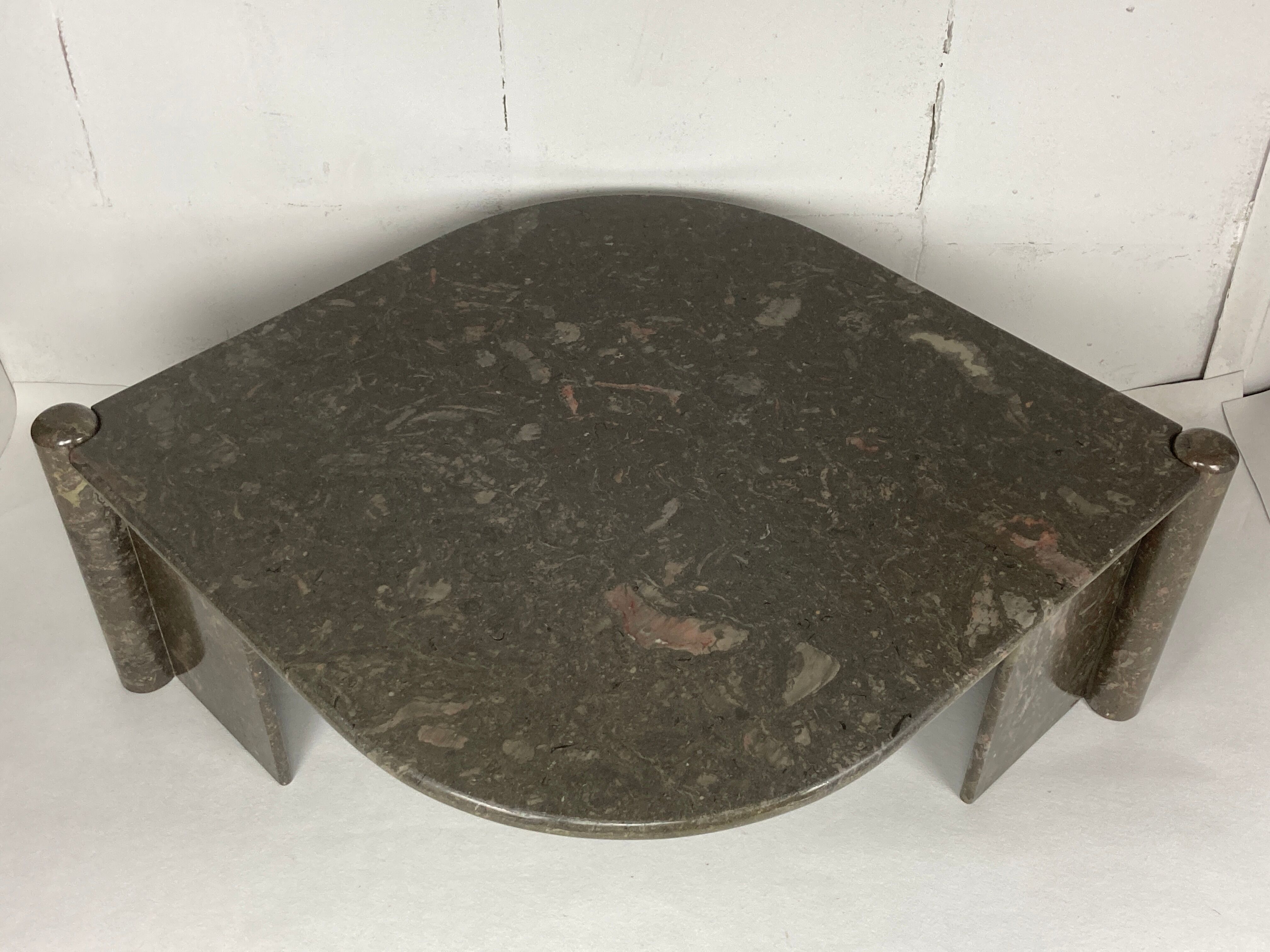 Italian marble teardrop coffee table, 1980s