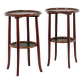 Thonet. Pair of side tables with 2 tops in stained beech. 1900s.