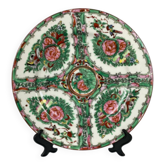 Assiette chinoise en porcelaine Verte Signée