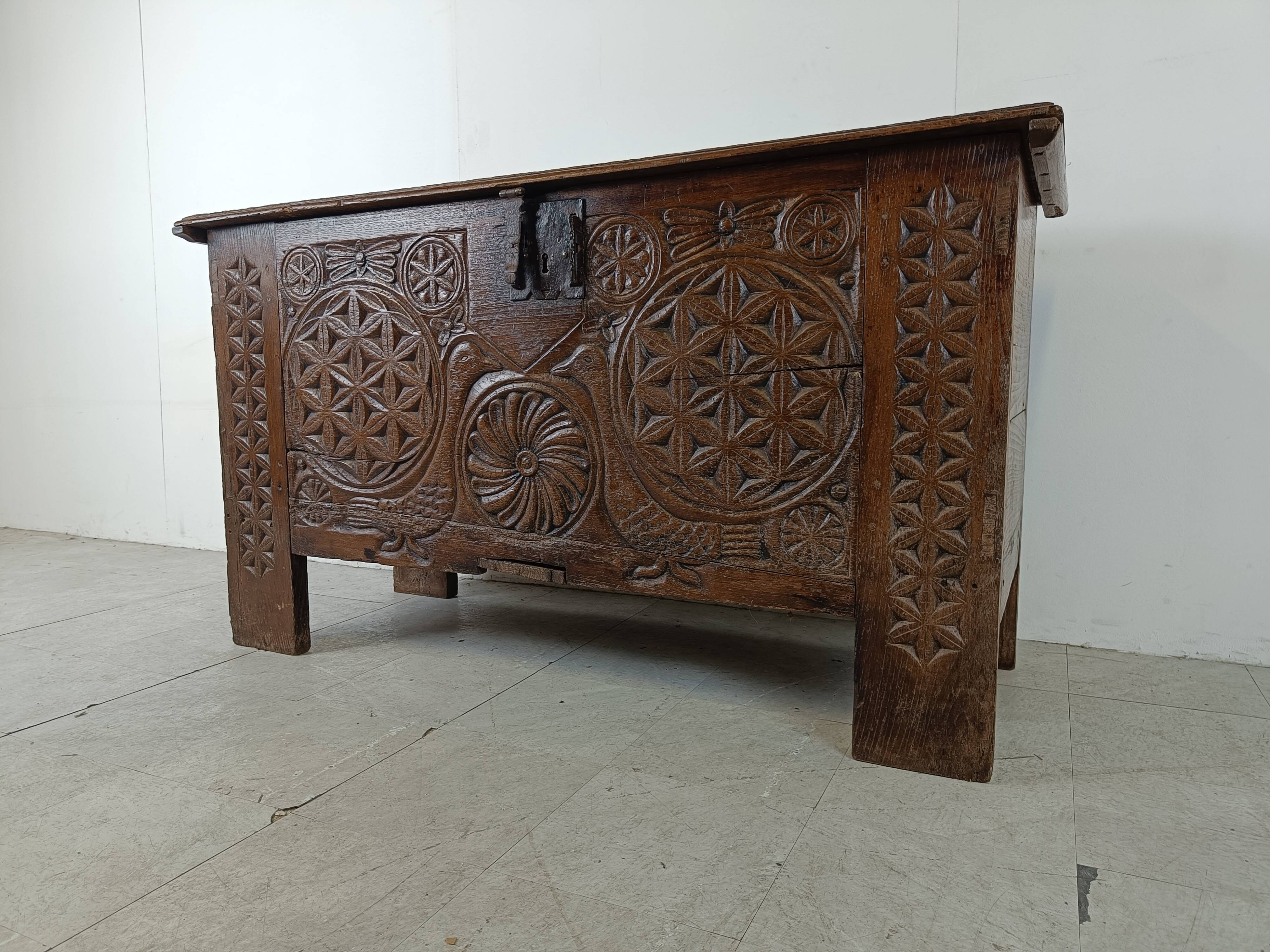 A large flemish 18th century oak chest