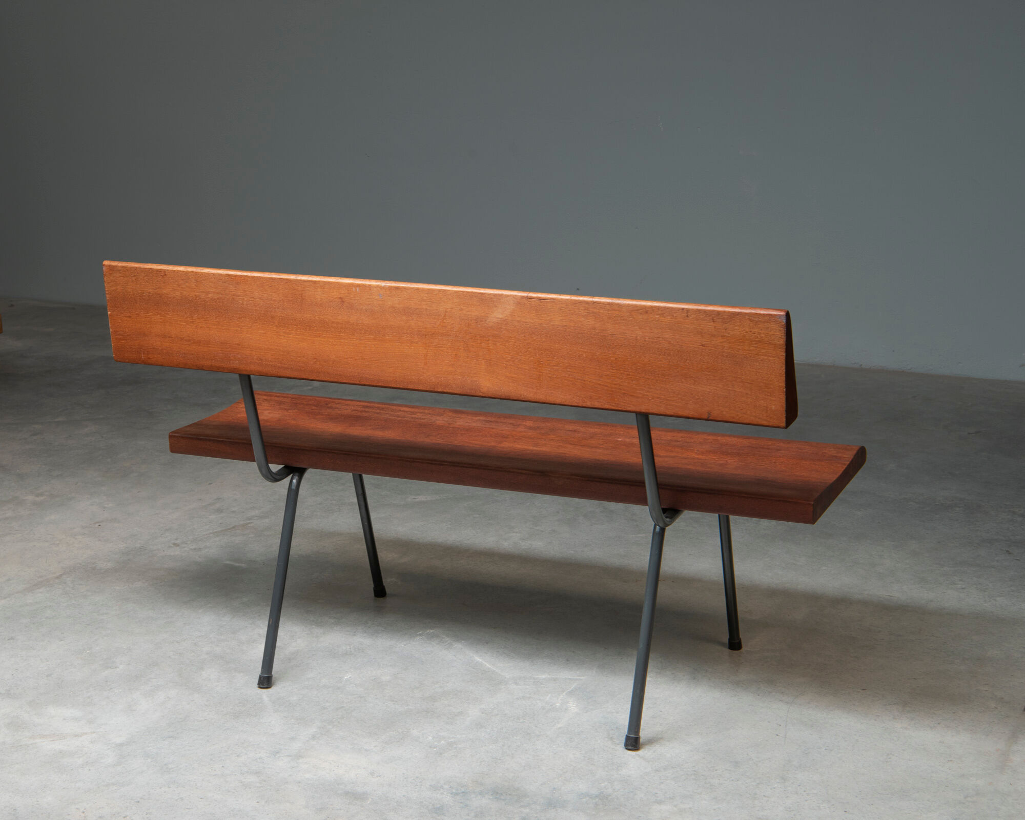 Solid teak bench, Netherlands, 1950s