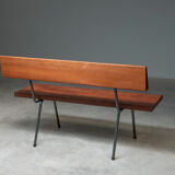 Solid teak bench, Netherlands, 1950s