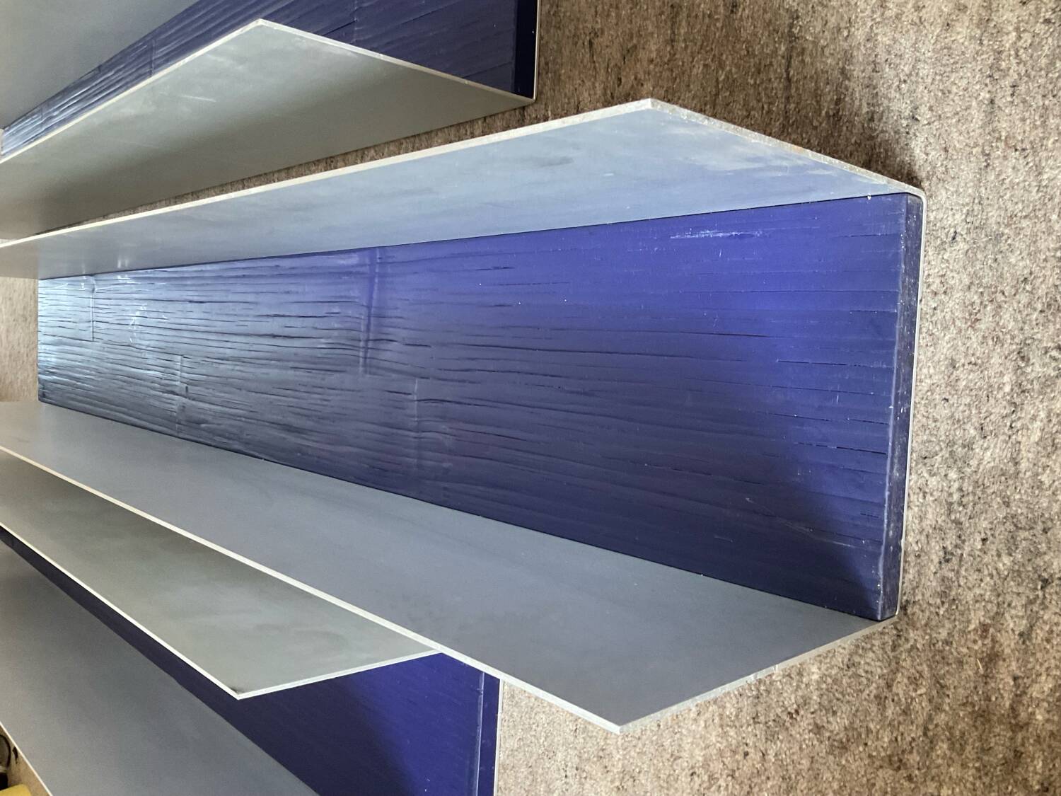 Series 3 contemporary wall-mounted bookcase shelves in aluminum and wood