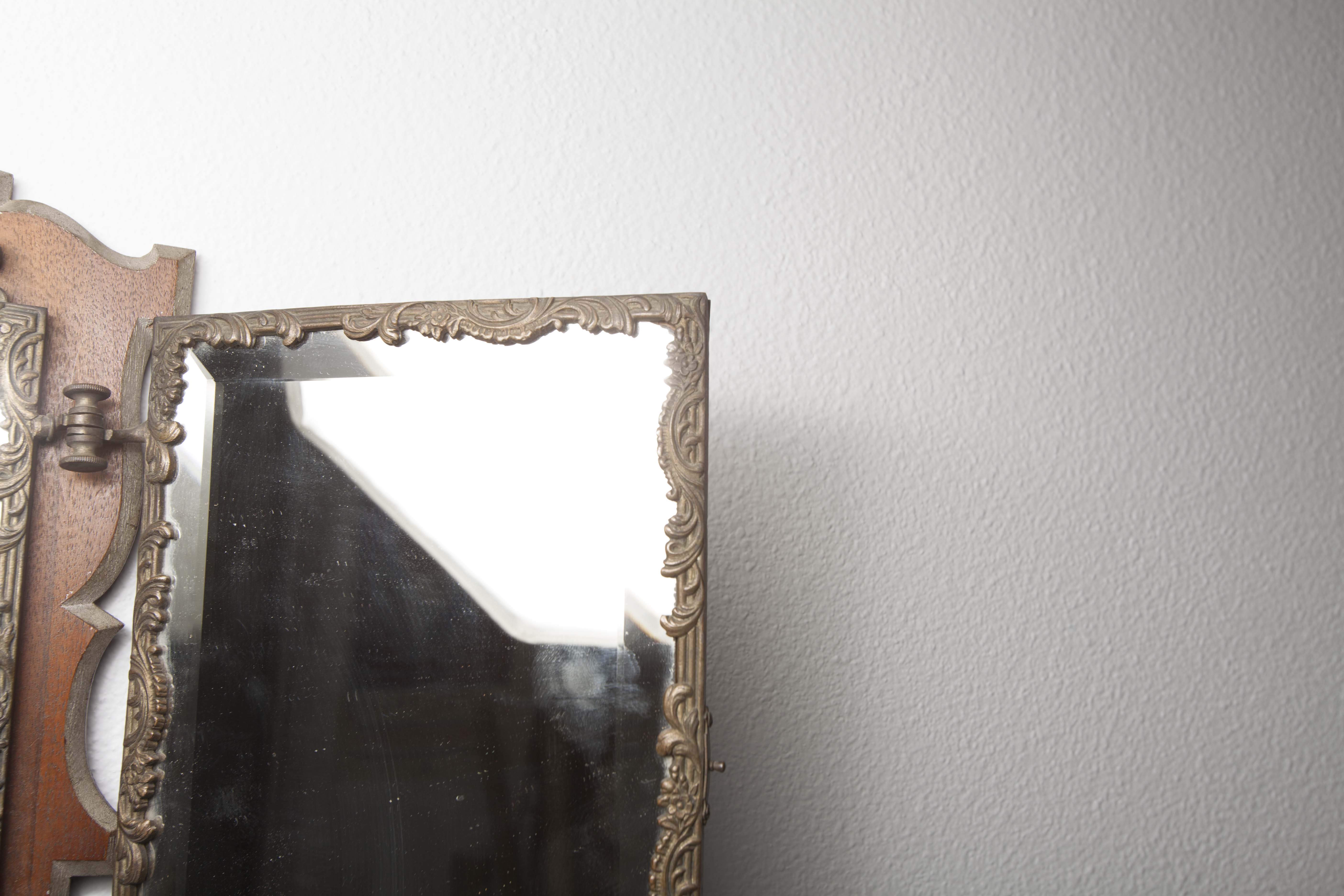 Mirror triptych from the 1940s on base 62x40cm