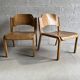 Paire de fauteuils bois blond moulé années 80