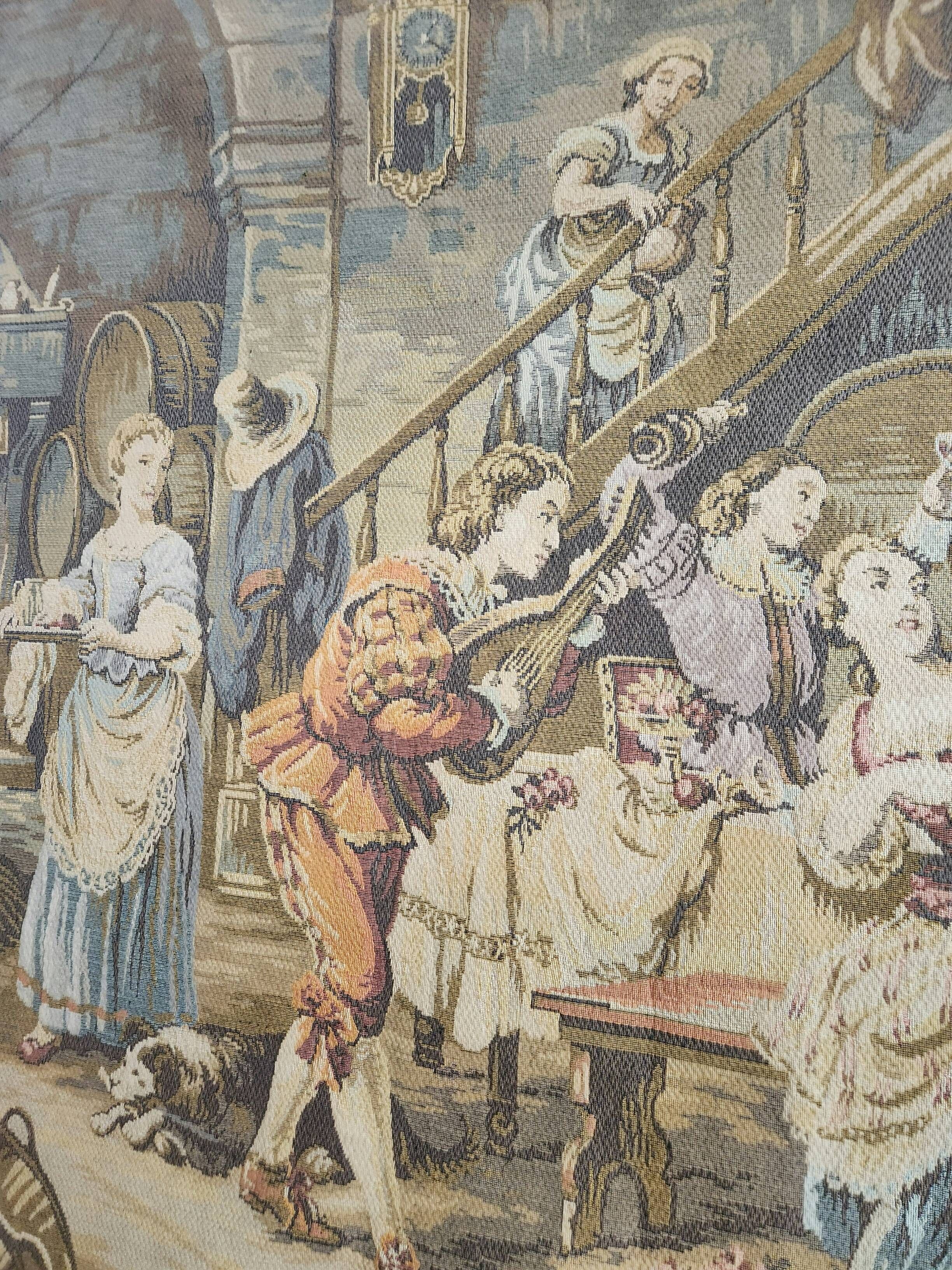 French wall tapestry Gobelin Tapestry "Jolly Men" "After Rembrandt"