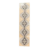 Tapis coureur turc à nœuds faits main géométrique vintage naturel 80x341