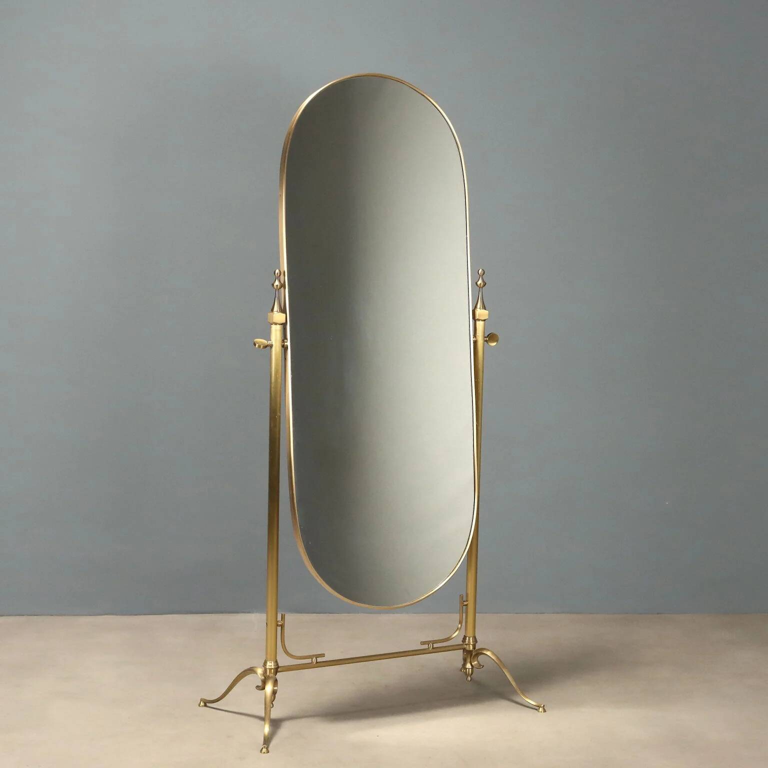 Brass vanity mirror with adjustable tilt