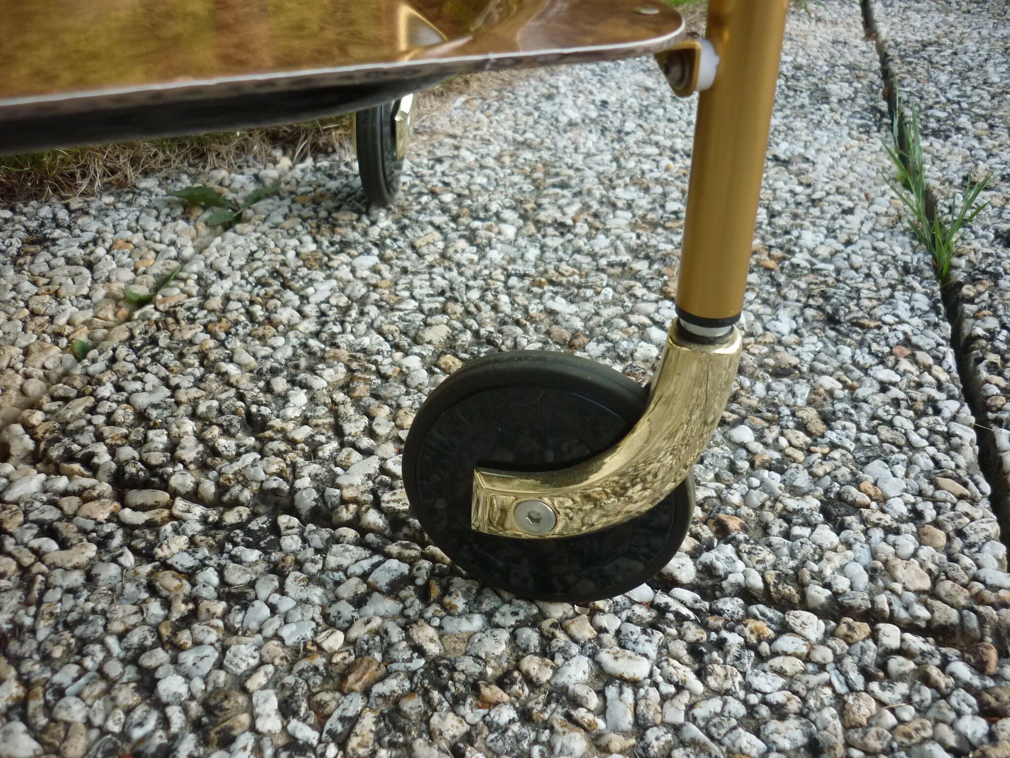 Folding rolling table Platex dark and gold glass