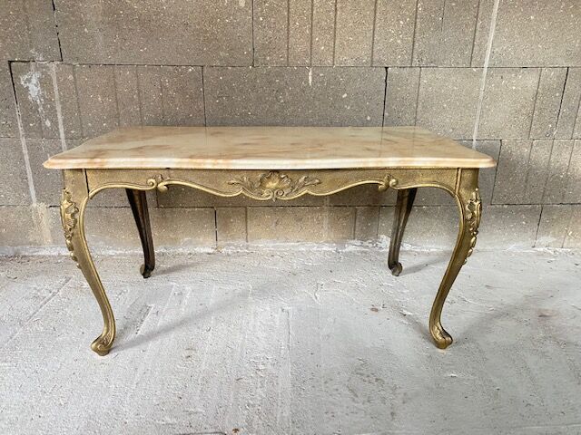 Onyx coffee table base vintage brass 1950