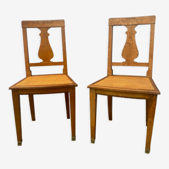 Set of 2 wooden tanned chairs