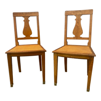 Set of 2 wooden tanned chairs