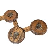 Oak wood wall coat rack / 1960s