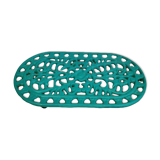 underside of the cast iron dish painted blue