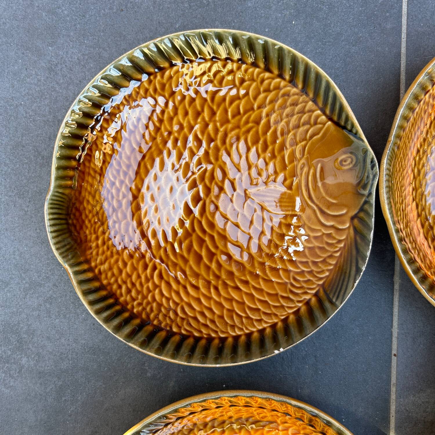 10 Sarreguemines fish plates