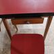 Kitchen table and its 4 chairs in wood and red formica, 1950