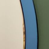 Rare paire de miroirs ovales bleus italiens, attribués à Cristal Arte, années 1970