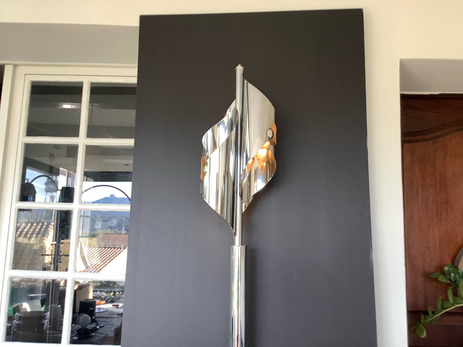 Large Chrome Lamp 3 Lights Space Age Italy 70's Dlg Reggiani