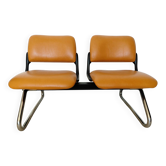 Iconic vintage banquette Eurositu-Skai in pop orange and chrome from the 1970s.